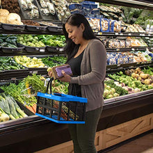 Load image into Gallery viewer, CleverMade Collapsible Plastic Grocery Shopping Baskets: Small Folding Stackable Storage Containers/Bins with Handles, Pack of 3, Graphite/Black