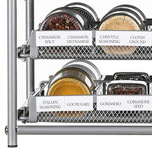 Load image into Gallery viewer, NEX Spice Rack Organizer for Cabinet, 3 Tier Seasoning Organizer for Kitchen Cabinet Countertop, Metal Spice Bottles Storage Drawer with Labels and Mesh Design, Silver