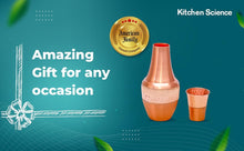 Load image into Gallery viewer, Pure Copper Bedside Carafe (1.4 Litres) w/a Tumbler and Jute Placemat for Drinking Water | Lab-Tested, Heavy Duty | Authentic Ayurvedic Vessel
