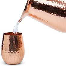 Load image into Gallery viewer, Kitchen Science Pure Copper Pitcher (70 oz. /2000 ml) with Copper Tumblers | Large Copper Water Pitcher for Drinking Water | Copper Vase | Copper Jug | Water Jug Set
