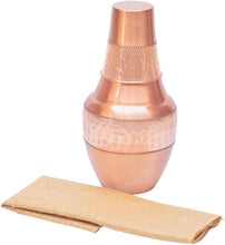 Load image into Gallery viewer, Pure Copper Bedside Carafe (1.4 Litres) w/a Tumbler and Jute Placemat for Drinking Water | Lab-Tested, Heavy Duty | Authentic Ayurvedic Vessel
