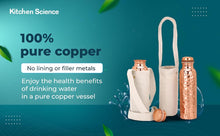 Load image into Gallery viewer, Authentic Ayurvedic Copper Water Bottle Pack of 2 for Drinking Water | Large 34OZ Copper Vessel | 2 Canvas Bottle Carrying Bags
