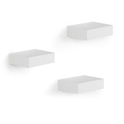 Umbra 325560-660 Showcase Floating Shelves (Set of 3), Gallery Style Display for Small Objects and More, White