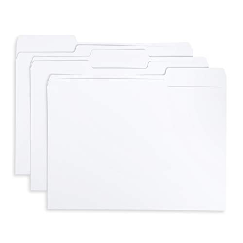 Blue Summit Supplies 100 White File Folders, 1/3 Cut Tab with Assorted Positions, Letter Size, Great for Organizing and Easy File Storage, 100 Pack
