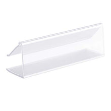Load image into Gallery viewer, Pack of 25 – Clear Plastic Shelf Label Holder, Wood Shelf Sign and Ticket Holder, Clips On to Shelves 5/8&quot; to 3/4&quot; Thick - Length of Label Area, 3&quot; X Height of Label Area, 7/8&quot;
