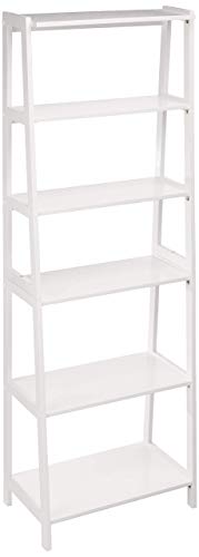 Amazon Basics Classic 5-Tier Open Bookcase with Solid Rubber Wood - White