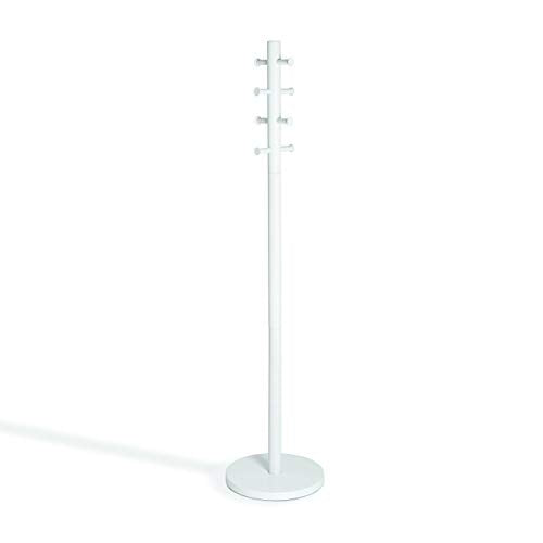 Umbra Pillar Coat Rack, W/STOOL, White Wood