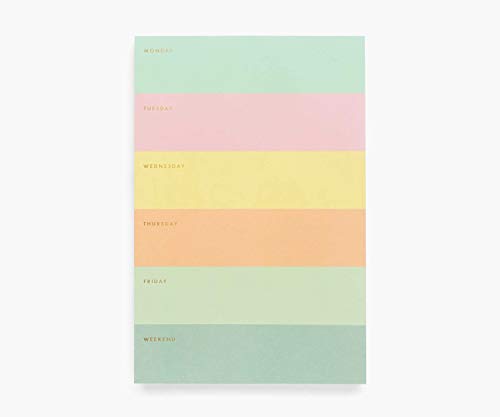 Rifle Paper Co. Weekly Color Block Large Memo Notepad, 65 Tear-Off Pages, Featuring Bands of Pastel Hues Separating the Days, Printed in Full Color and Foil Stamped