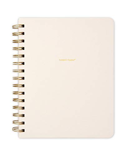 russell+hazel Spiral Lined Vegan Leather Notebook, Bone, 98 Sheets, 6.25” x 8” (40452)