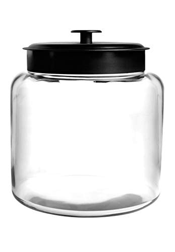 Anchor Hocking 1.5 Gallon Montana Glass Jar with Fresh Seal Lid, Black Metal, Set of 1