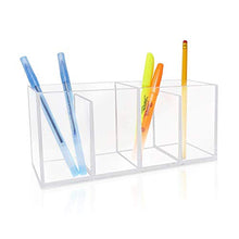 Load image into Gallery viewer, Isaac Jacobs 4-Compartment Clear Acrylic Organizer- Makeup Brush Holder- Storage Solution- Office, Bathroom, Kitchen Supplies and More (Clear)
