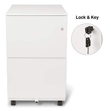 Load image into Gallery viewer, Aurora Modern Soho Design 2-Drawer Metal Mobile File Cabinet with Lock Key/Fully Assembled, White
