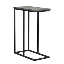 Load image into Gallery viewer, Household Essentials Slate Industrial Narrow End Table | Metal C Shaped Frame and Rectangle Faux Concrete Top | Grey
