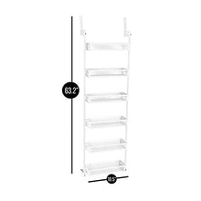 Load image into Gallery viewer, Smart Design Over The Door Pantry Organizer Rack w/ 6 Baskets - Steel &amp; Resin Construction w/Hooks - Hanging - Cans, Spice, Storage, Closet - Kitchen (18.5 x 63.2 Inch) [White]
