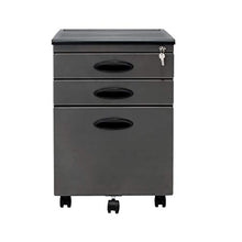 Load image into Gallery viewer, Calico Designs Metal Full Extension, Locking, 3-Drawer Mobile File Cabinet Assembled (Except Casters) for Legal or Letter Files with Supply Organizer Tray in Pewter
