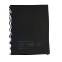 Load image into Gallery viewer, Password Book Keeper Black, Alphabetical Tabs, Spiral Bound, Removable Sheets, Journal Organizer Includes Website, Address, Username, Password - 10&quot; x 7.6&quot; by Re-Focus The Creative Office (Black)
