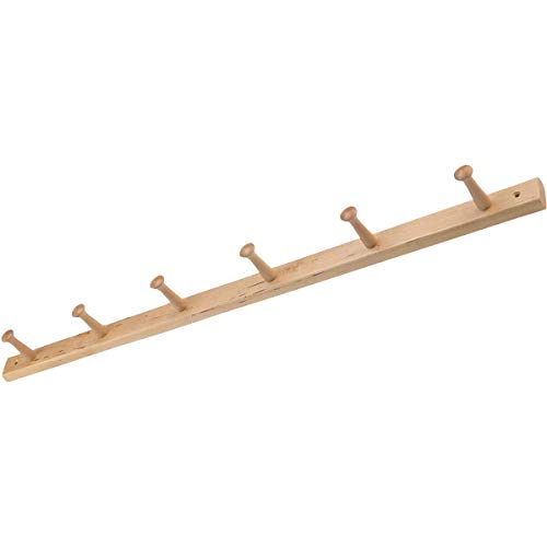 iDesign 91528 Wood Wall Mount 6-Peg Coat Rack for Coats, Leashes, Hats, Robes, Towels, Jackets, Purses, Bedroom, Closet, Entryway, Mudroom, Kitchen, Office, 32.3