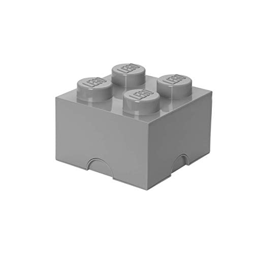 LEGO Brick 4 Knobs Stackable Storage Box, Medium Stone Grey, 5.7 Litre