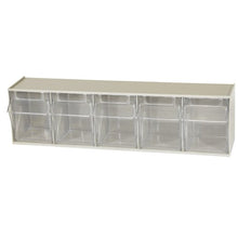 Load image into Gallery viewer, Akro-Mils 06705 TiltView Horizontal Plastic Organizer Storage System Cabinet with 5 Tilt Out Bins, (23-5/8-Inch Wide x 6-1/2-Inch High x 5-5/8-Inch Deep), Stone
