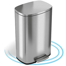 Load image into Gallery viewer, iTouchless SoftStep 13.2 Gallon Stainless Steel Step Trash Can with Odor Control System, 50 Liter Pedal Garbage Bin for Kitchen, Office, Home - Silent and Gentle Open and Close

