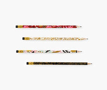 Load image into Gallery viewer, Rifle Paper Co. Modernist Assorted Writing Pencils, Set of 12 Wood and Graphite Pre-Sharpened Writing Pencils, Each Set Includes Three of Each Design with Black Erasers
