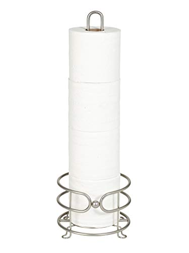 Bath Bliss, Satin Free Standing Toilet Paper Holder Reserve, Holds 4 Rolls, Decorative, Rust & Water Resistant