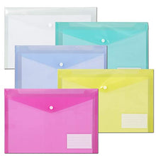 Load image into Gallery viewer, File Folders,Plastic Envelope Folder with Snap Closure,US Letter A4 Size Poly Envelopes with Label Pocket,Folders for Documents,Assorted Color,10 Pack
