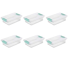 Load image into Gallery viewer, Sterilite 19618606 Small Clip Box, Clear Lid &amp; Base w/Colored Latches, 6-Pack
