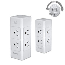 Load image into Gallery viewer, (2-Pack) Toldear 3 Prong Power Strip Wall Outlet Extender with 6 Outlets(3 Sided), Outlet Splitter with Rotating Plug, Multi Plug Outlet for Travel, Home, Dorm, Office, 1700 Joules (2, 3-Prong)
