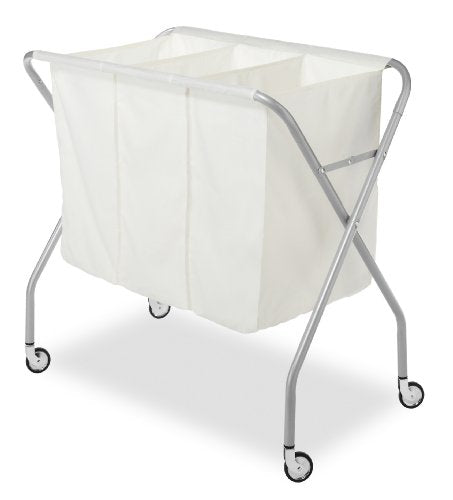 Whitmor 3 Section Laundry Sorter - Collapsible with Heavy Duty Wheels