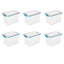 Load image into Gallery viewer, Sterilite 19324306 20 Quart/19 Liter Gasket Box, Clear with Blue Aquarium Latches and Gasket, 6-Pack
