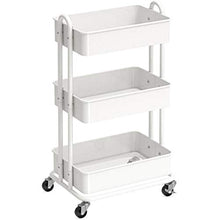 Load image into Gallery viewer, SimpleHouseware Heavy Duty 3-Tier Metal Utility Rolling Cart, White
