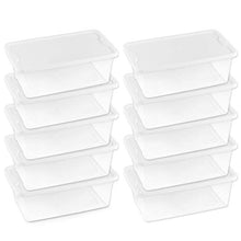 Load image into Gallery viewer, Homz Plastic Storage Bins, Snap Lock White Lids, 6 Quart, Clear, Stackable, 10-Pack

