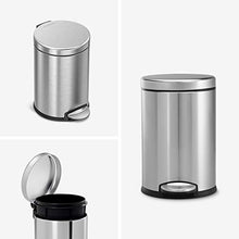 Load image into Gallery viewer, simplehuman 4.5 Liter / 1.2 Gallon Round Bathroom Step Trash Can, Brushed Stainless Steel
