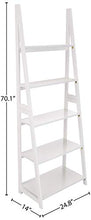 Load image into Gallery viewer, Amazon Basics Modern 5-Tier Ladder Bookshelf Organizer with Solid Rubber Wood Frame, White
