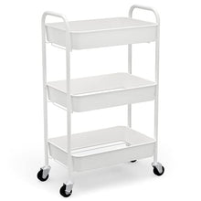 Load image into Gallery viewer, CAXXA 3-Tier Rolling Metal Storage Organizer - Mobile Utility Cart Kitchen Cart with Caster Wheels, White
