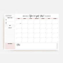 Load image into Gallery viewer, Bliss Collections Monthly Planner with 18 Undated 12 x 18 Tear-Off Sheets - You&#39;ve Got This Calendar, Organizer, Scheduler, Productivity Tracker for Organizing Goals, Tasks, Ideas, Notes, To Do Lists
