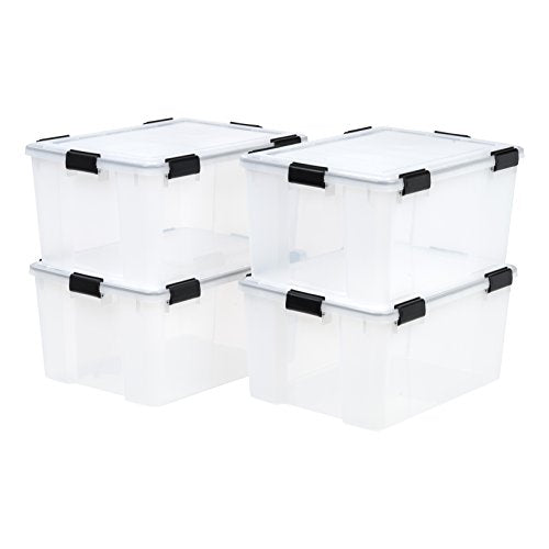 IRIS USA UCB-LD WEATHERTIGHT Storage Box, 62.8 Qt, Clear, 4 Pack