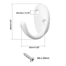 Load image into Gallery viewer, uxcell 2 Pcs Wall Mounted Hook Robe Hooks Single Coat Hanger Hanging, Zinc Alloy, White
