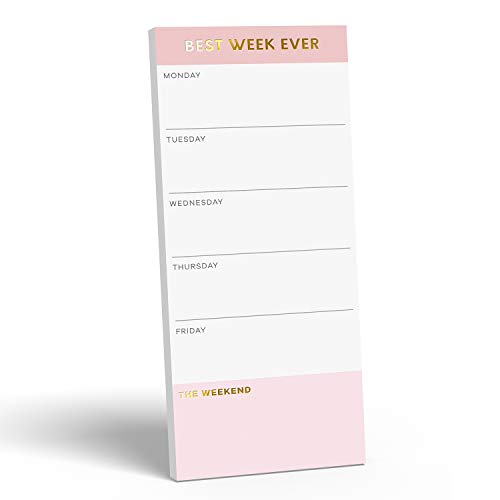 Sweetzer & Orange Best Week Ever Small Weekly Planner Notepad (Pink) Undated Planner, Daily Agenda, Weekly Calendar, Day Planner with 52 Week Planner Calendar Pages, 4x9” Organizer Planner