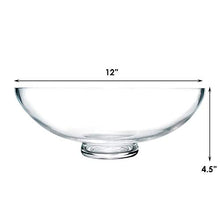 Load image into Gallery viewer, CYS Excel Glass Decorative Bowl (H:4.5&quot; D:12&quot;) | Fruit Display Bowl | Terrarium Bowl | Kitchen Table Centerpiece | Footed Pedestal Bowl
