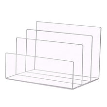 Load image into Gallery viewer, Clear Acrylic File Sorter, 3 Sections Desk Plastic File Folder Rack, Clear Office File Organizer for Document Paper Letter Book Envelope Laptop Makeup Eye Shadow Palette Mail Electronic Purse
