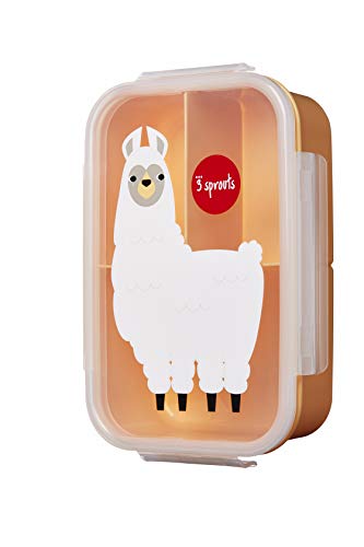 3 Sprouts Lunch Bento Box – 3 Compartment Lunchbox Container for Kids, Llama