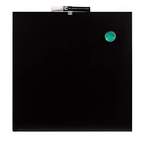 U Brands Square Magnetic Chalk Board, 14 x 14 Inches, Frameless, Black, Marker Included (468U00-04)