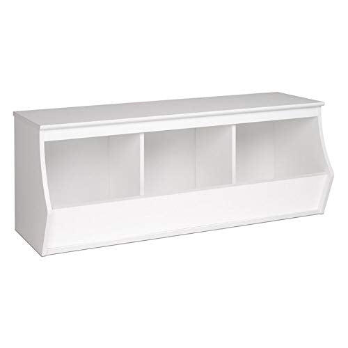 Prepac Monterey Stackable 3-Bin Storage Cubby, White (WUSM-0003-1)