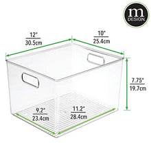 Load image into Gallery viewer, mDesign Plastic Storage Container Bin with Carrying Handles for Home Office, Filing Cabinets, Shelves - Organizer for School Supplies, Pens, Pencils, Notepads, Staplers, Envelopes, 2 Pack - Clear
