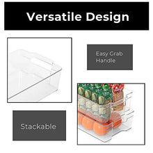 Load image into Gallery viewer, Smart Design Stackable Refrigerator Bin - (8 x 12 Inch) - BPA Free Plastic Resin - for Fridge, Freezer, Pantry Organizer - Kitchen Organization [Clear] - Set of 4

