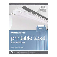 Load image into Gallery viewer, Office Depot Plain Dividers With Tabs And Labels, White, 8-Tab, Pack Of 5 Sets, 11347
