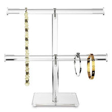 Load image into Gallery viewer, Mooca Clear Acrylic Round Bracelet Display Holder 2 Tier T-bar Jewelry Display Bracelet Display Holder Stand Acrylic Bracelet Display Organizer Jewelry Holder (2-Bar)
