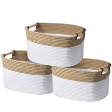 Load image into Gallery viewer, Decorative Baby Rope Basket, 3 Set Foldable Rectangular Storage Baskets for Organizing, Jute Woven Baskets for Storage, Nursery Baskets Organizer Bins for Baby Toys, Nursery Decor Gift
